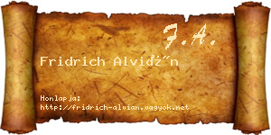 Fridrich Alvián névjegykártya
